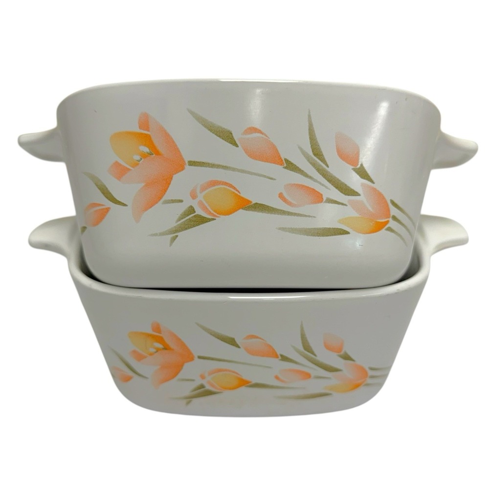 Vintage 80s-90s Corning Ware‎ Floral P-43-B 700mL Casserole Dish Lot Of 2